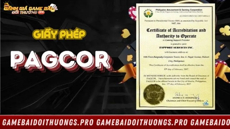 Giấy phép hoạt động từ PAGCOR