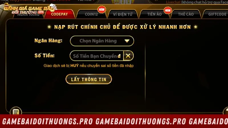 Hệ thống nạp và rút tiền được tối ưu hóa